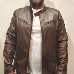 brown stylist leather jacket