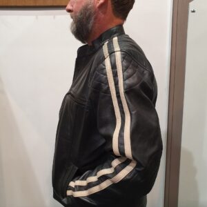 striped leather jacket