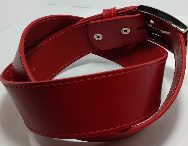 Domed Jean Leather Belt Red - For Men & Women - Leather Direct NZ