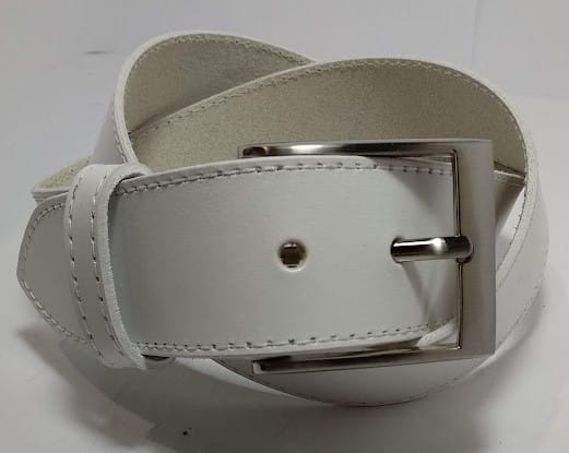 Domed Jean Leather Belt White - For Men & Women in NZ - Leather Direct