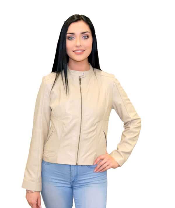 Women's Cream Leather Jacket - Leather Direct Women's Leather Jackets