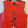 Red crocodile print leather vest