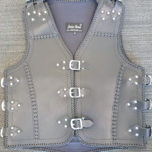 Black Thick Leather Vest