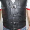Black motorcycle leather vest