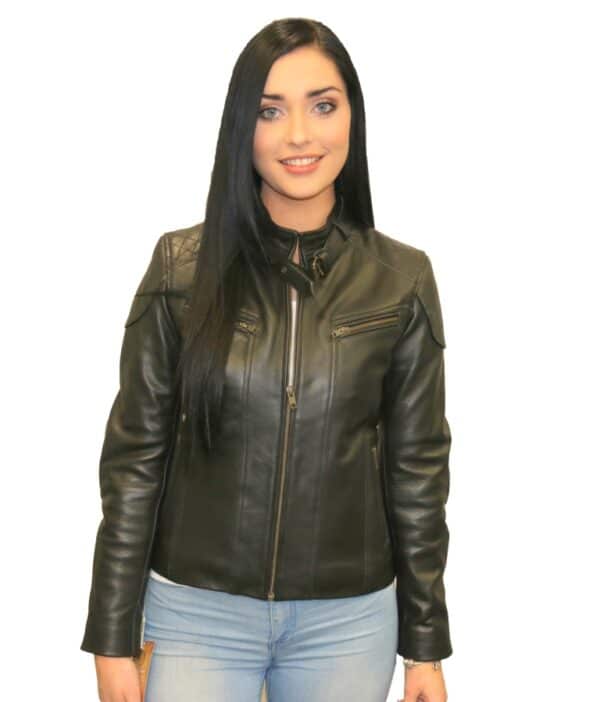 Motorcycle leather jacket women