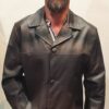 brown leather blazer