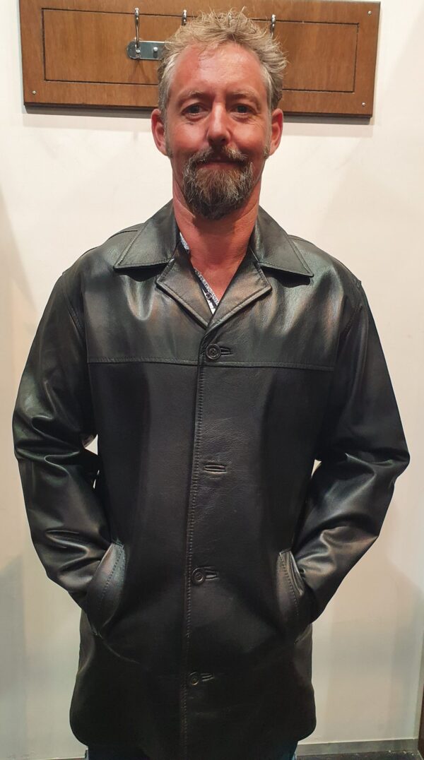 black long leather jacket