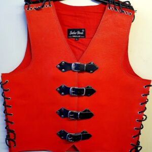 thick red leather vest