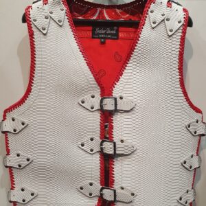 White Crocodile Print Leather Vest