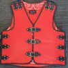 Red leather vest with black buckles