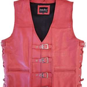 Mens red Leather vest