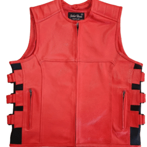 Red motorcycle leather vest