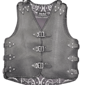 snack print leather vest