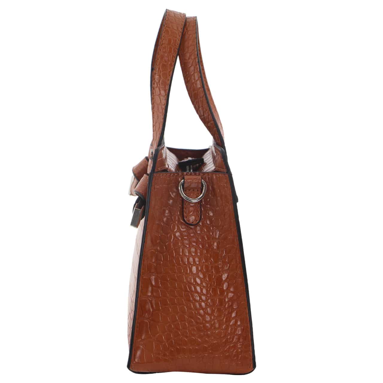 Milleni Ladies Fashion Croc-Embossed Cross-Body Bag - Leather Direct