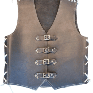 white trucker leather vest
