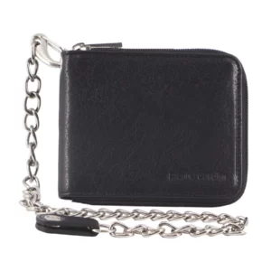 zip around leather wallet with chain